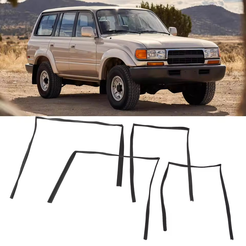 Window Moulding Weatherstrip (4pc Set) for Toyota LandCruiser FZJ80 FJ80 (1991–1997) – OE# 68141-60010, 68151-60010
