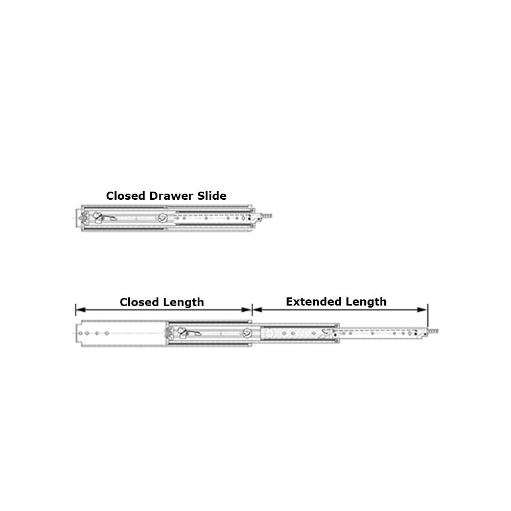 Drawer Slide Side Mounting - Zinc Plated 125kg Locking (PAIR)
