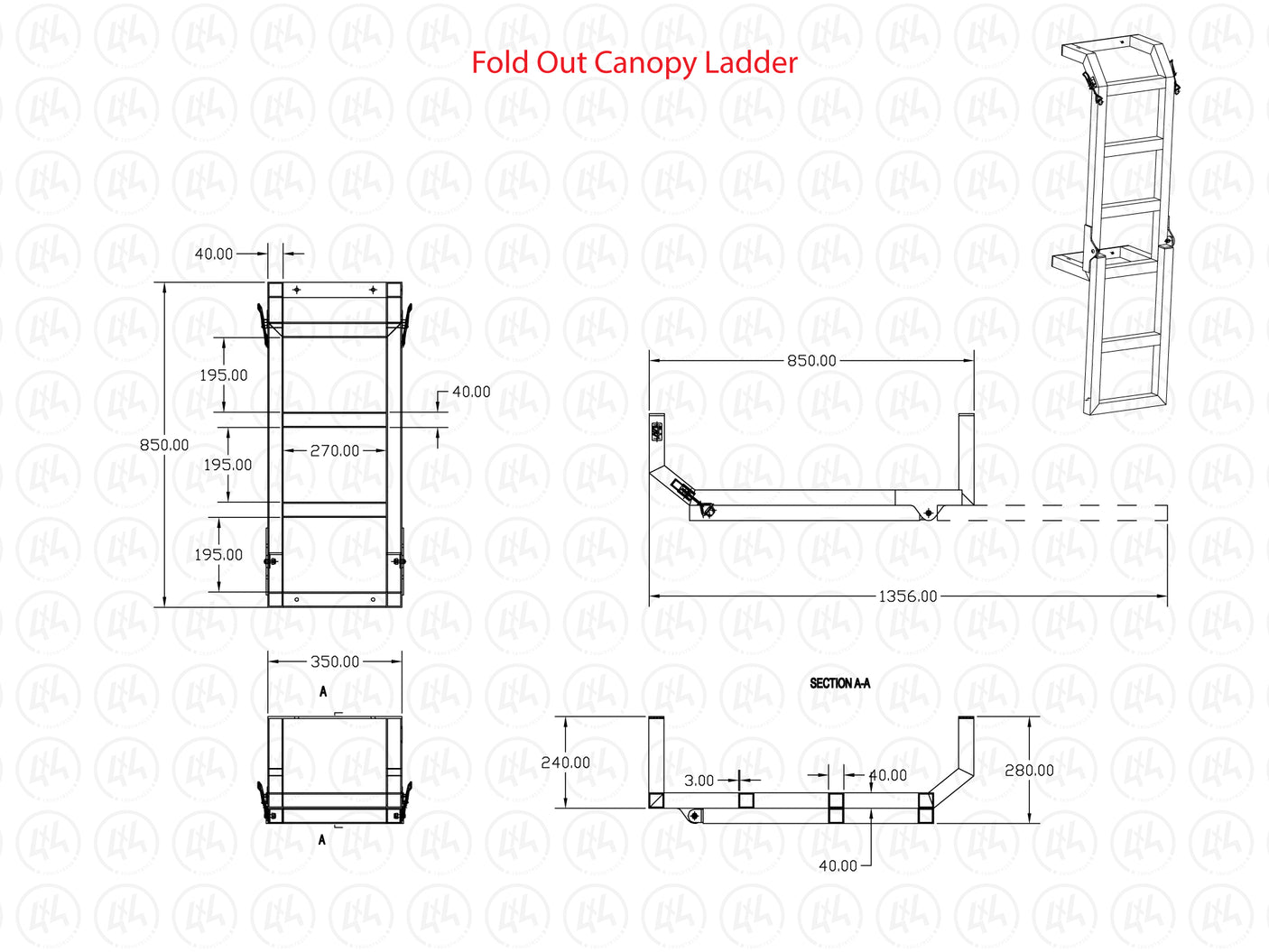 850mm Canopy Ladder Fold Out