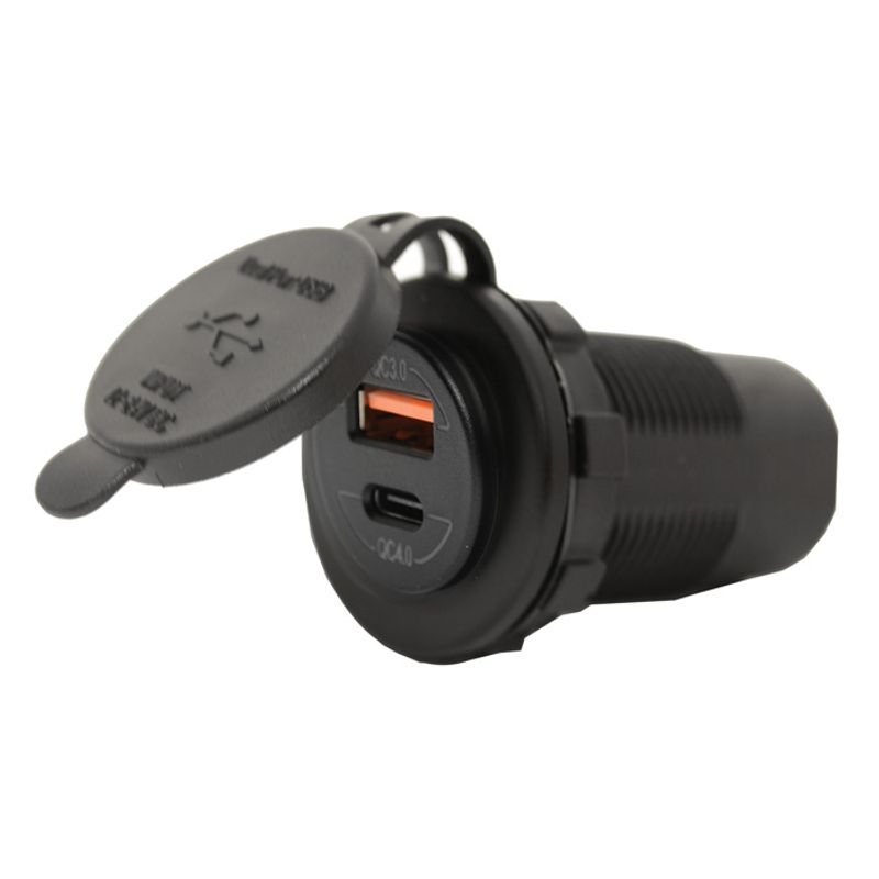 DC USB Flush Mount 12/24V Twin Output USB Port Quick Charge With USB-C Port
