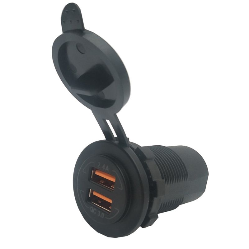 DC Flush Mount Twin Output USB Port Fast Charge / Quick Charge