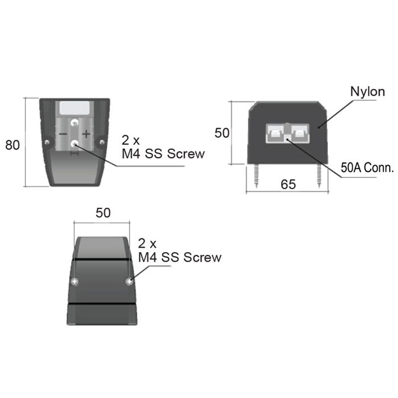 50A Grey Anderson Plug Power Connector Surface Mount