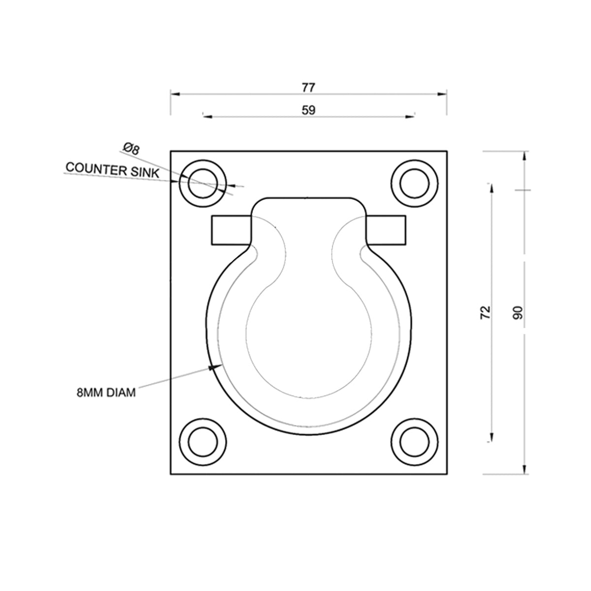 D-Ring Spring Loaded Tie Down Stainless Steel