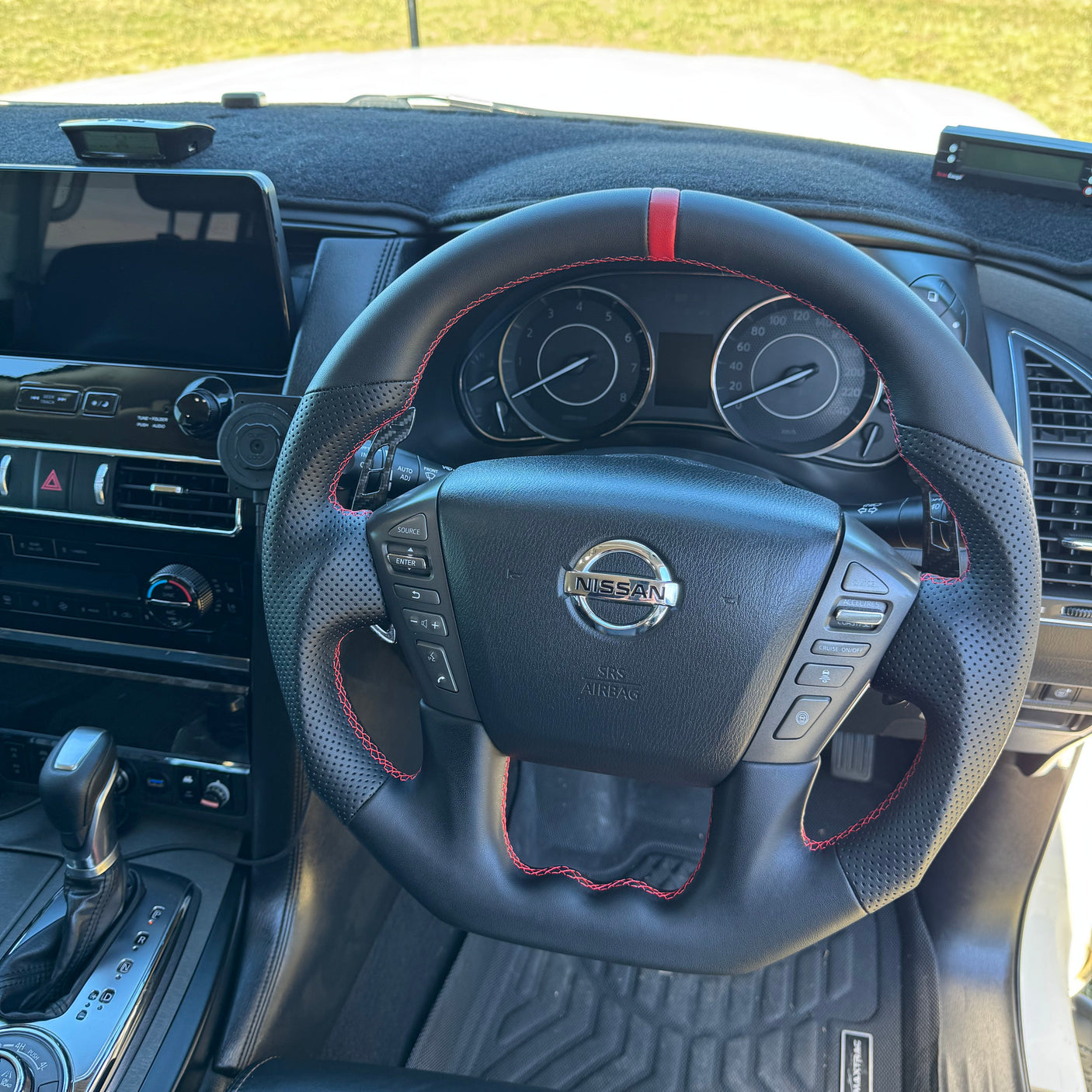 Sports Black Leather Steering Wheel – Nissan Y62 Patrol