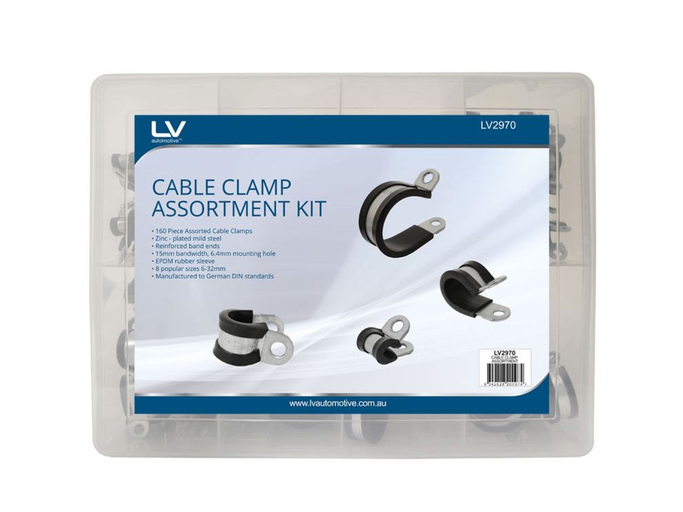 160Pcs Cable Clamp Assortment Width 15Mm Hole Size 6.4Mm Epdm Rubber Mild Steel Battery