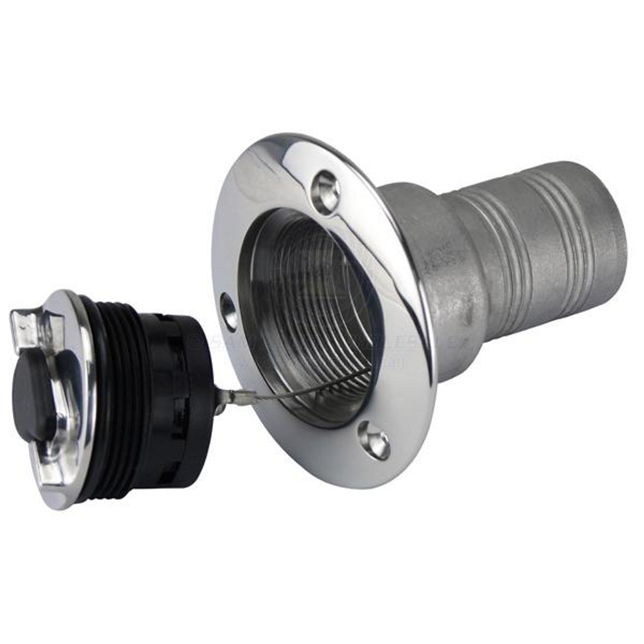 50mm Straight Fuel Filler with Breather - Lockable Stainless Steel