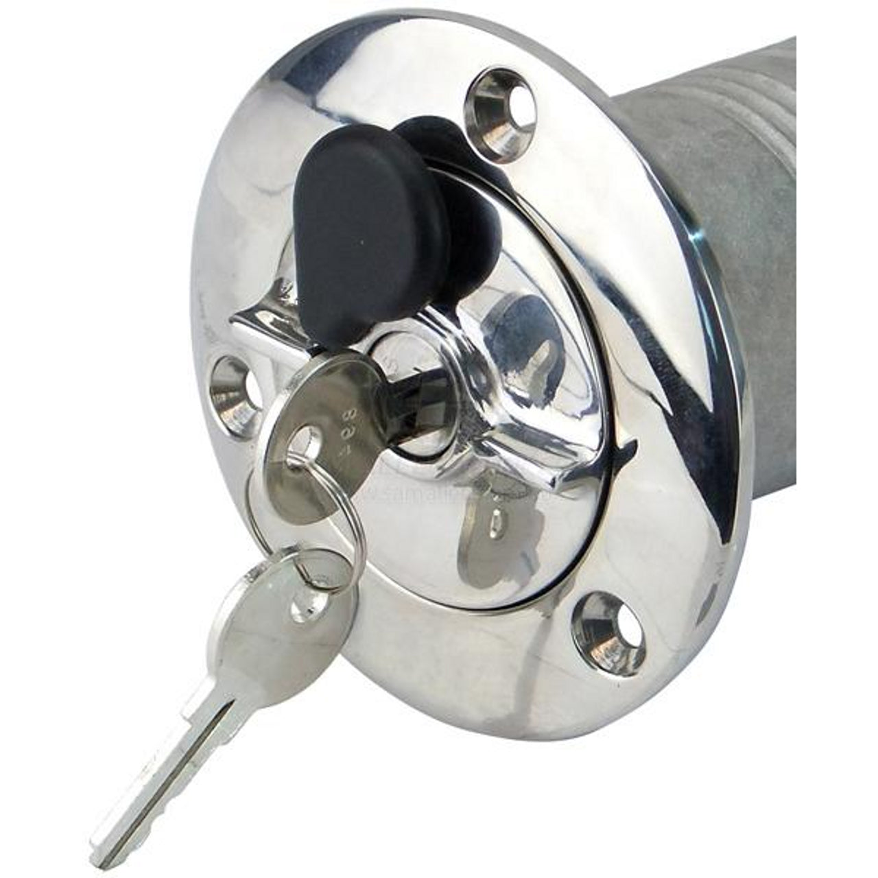 50mm Straight Fuel Filler with Breather - Lockable Stainless Steel