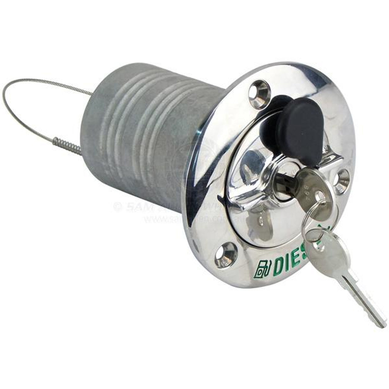 50mm Straight Fuel Filler with Breather - Lockable Stainless Steel