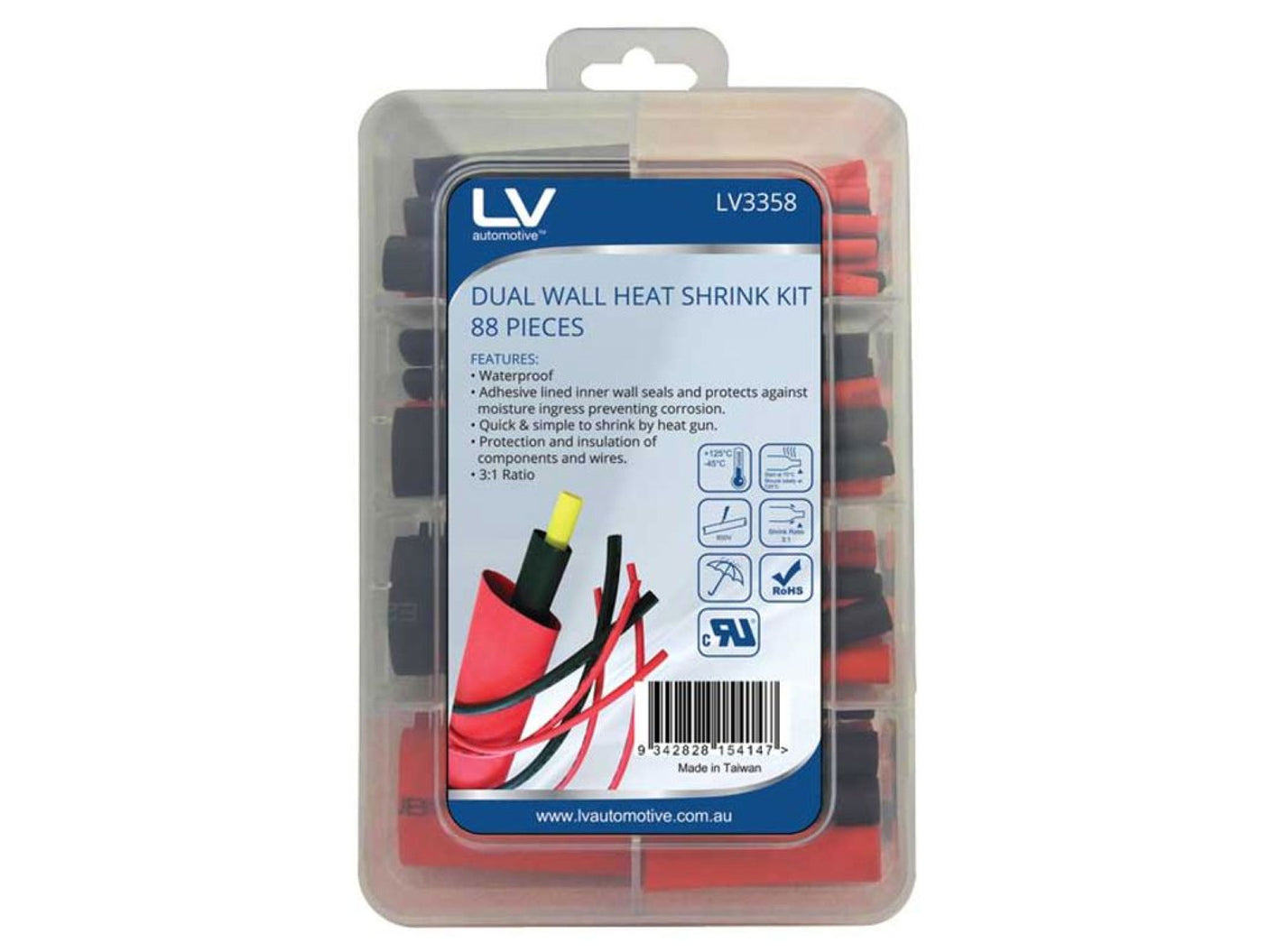 Dual Wall Heatshrink Kit 88Pcs Assortment Dia: 3.2 - 19.1mm Length: 50mm
