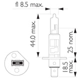 H1 Philips Halogen Globe – 24V 70W P14.5S +130% More Light 3200K Master Duty Boxed Single