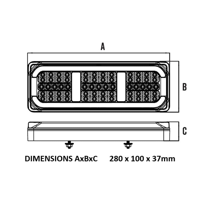 Roadvision BRD281ARR LED Rear Combination Lamp – Stop/Tail/Indicator/Reflector (280x100mm)