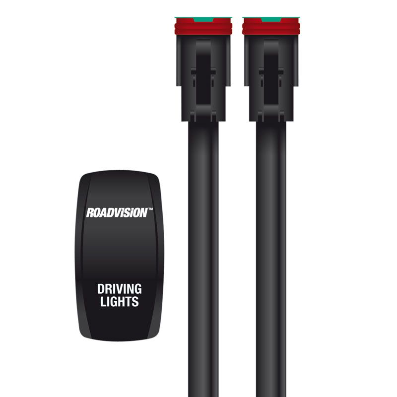 RoadVision Driving Light Wiring Harness 12/24V GEN2 +&- Switching w~H4 & HB4 Piggy Back Connectors