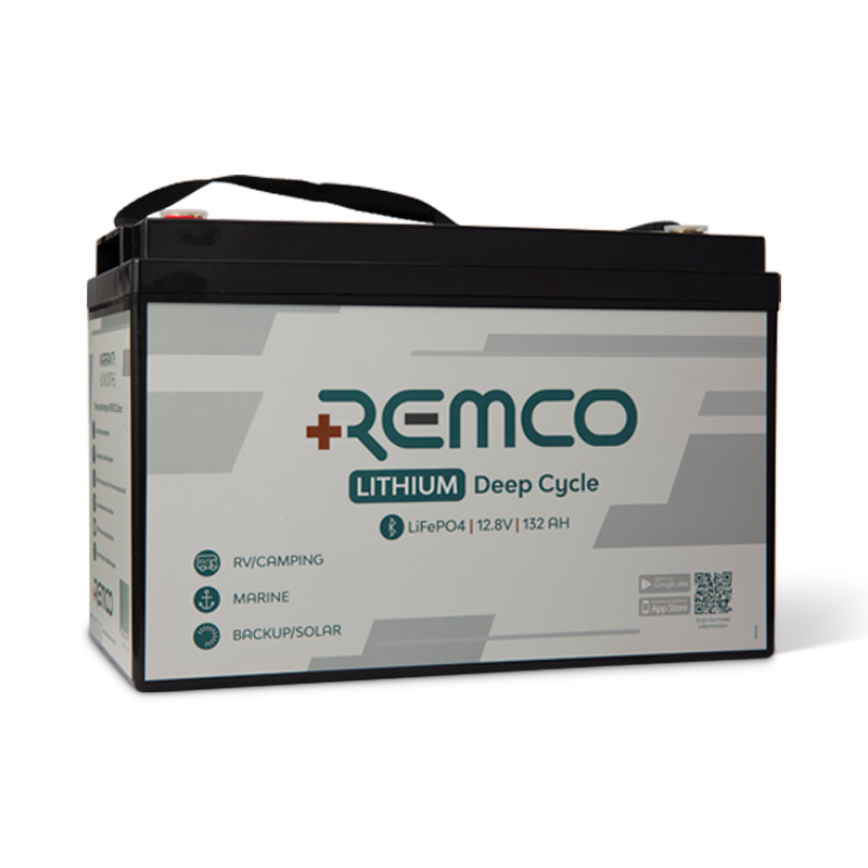 REMCO RM12-130LFP 12V 130Ah Lithium Deep Cycle Battery – Bluetooth, 3000+ Cycles, Smart BMS