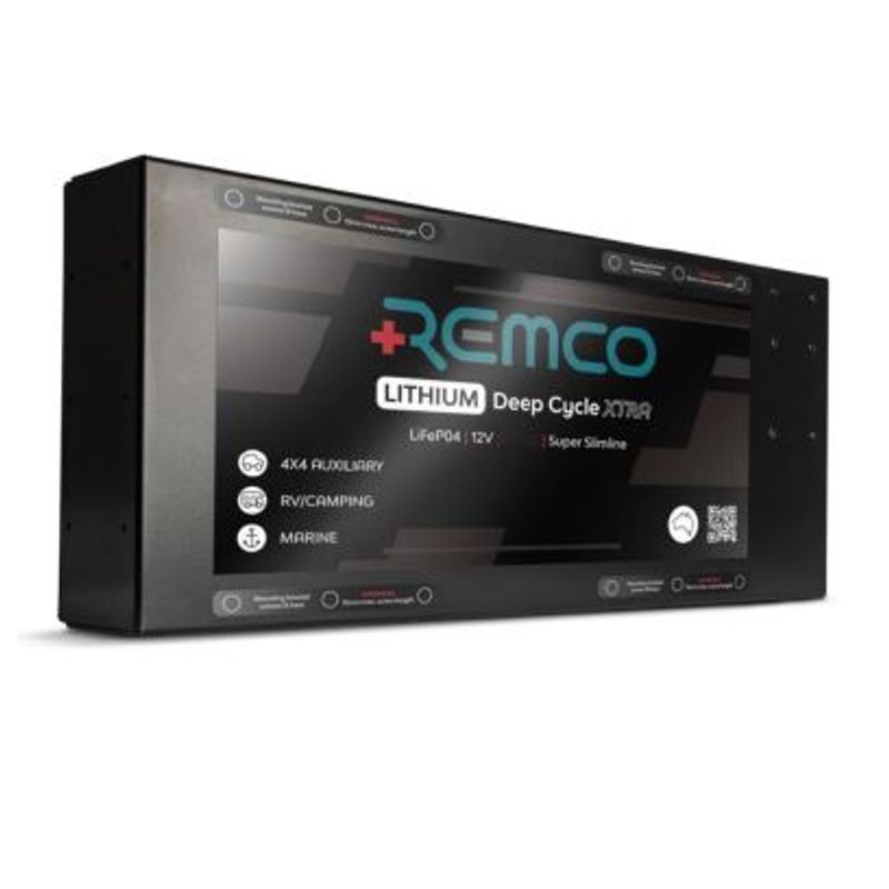 REMCO RM12-220LFPXSL 12V 220Ah Lithium XTRA Slimline Battery – Aluminium Case, Smart BMS, 240A Discharge