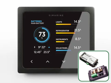 Simarine by Enerdrive, Mount Black Digital Battery Monitor Pack (Shunt 300A & Quad Shunt 4 x 25A)